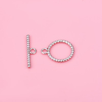 Fermoir OT torsadé en argent sterling S925 massif plaqué or 10 mm pour la fabrication de bijoux DIY (bracelets, colliers, perles)