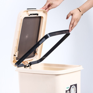 Customized Household Trash Can With <b>Lid</b> Foot Pedal 30L Indoor Toilet Waste <b>Bin</b> Rectangular Off White - Product Image 2