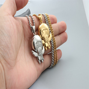 Cartoon <b>Doll</b> Pendant Necklace Stainless Steel Unisex Fashion Gift Jewelry - Product Image 2