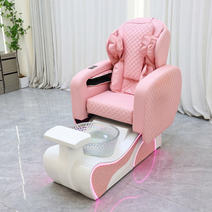 Fauteuil de pédicure spa rose tendance avec massage mécanique des mains, bassin LED, inclinaison électrique, station de salon de luxe - Product Image 1