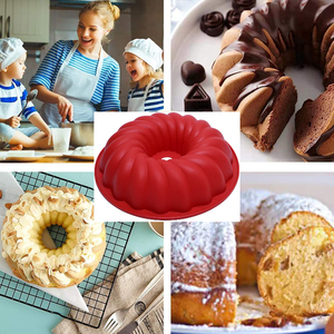 Molde redondo de silicona para hornear, bandeja <span class=keywords><strong>roja</strong></span> de 10 pulgadas para pastel de cumpleaños, bandeja para el hogar - Product Image 5