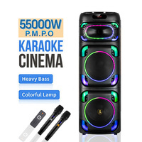 CH-2213 Altavoces Inalámbricos Dobles de 12 Pulgadas con Luces RGB, Funcionamiento con Batería, Altavoz para Cine en Casa, Fiestas al Aire Libre, Comunicación USB, FM