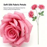 Rose artificielle en soie à trois têtes, 66 cm, fausse rose pour la décoration de la maison, des mariages, des fêtes et des centres de table