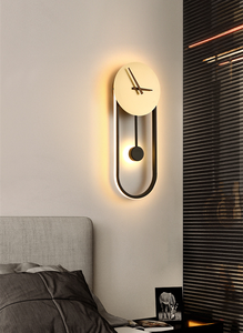 Mur de fond de salon simple créatif lampe murale à LED art exquis chambre horloge de chevet appliques murales - Product Image 4