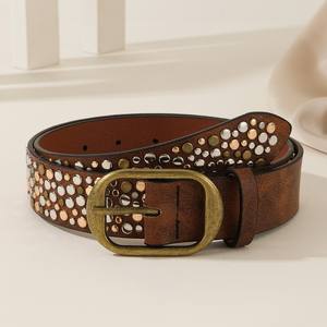 <span class=keywords><strong>Ceinture</strong></span> décorative en jean avec boucle en alliage de style punk européen et américain, métal lourd, clous à pattes sans règles et diamants, succès transfrontalier - Product Image 3