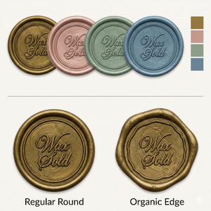 Sigillo Adesivo in Cera Personalizzato <span class=keywords><strong>con</strong></span> <span class=keywords><strong>Logo</strong></span>/Colori Dorati, Varie Dimensioni, Design Personalizzato per Matrimoni e Decorazioni per Ufficio - Product Image 1