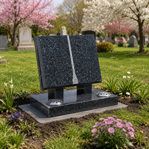 Monuments commémoratifs en granit noir, style livre ouvert, pour tombes, monuments et pierres tombales personnalisées - Product Image 4