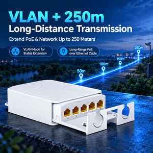 ตัวขยายสัญญาณ PoE <span class=keywords><strong>5</strong></span> พอร์ต 90 วัตต์, ตัวขยายสัญญาณ PoE แบบ 1 เข้า 4 ออก ความเร็ว Gigabit 1000Mbps, กันน้ำระดับ IP65 สำหรับใช้งานกลางแจ้ง, ตัวขยายสัญญาณ PoE Repeater - Product Image 5