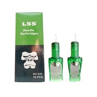Cartouches d'aiguilles de tatouage LBB grande taille en acier inoxydable, diamètre standard, stérilisées au gaz EO, système à membrane, 10 pièces/boîte pour l'art corporel