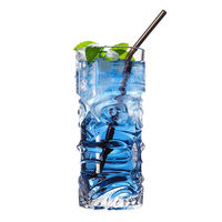 Mug en verre soufflé à la main, style Tiki, gaufré, réutilisable, qualité alimentaire, pour café, vin, whisky, bière, idéal pour les mariages et les fêtes