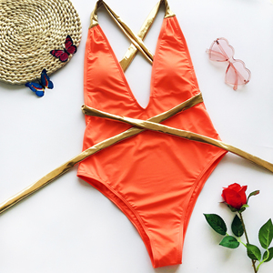 Tùy Chỉnh Mới Sexy Girl One Piece Bikini Beachwear Eo Cao V Cổ Đôi Vai Ren Lên Áo Tắm Phụ Nữ Dễ Thương Thiếu Niên Đồ Bơi - Product Image 3