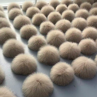 Pompon en fourrure de raton laveur et de renard véritable, personnalisé en usine, avec bouton, boule de fourrure colorée et volumineuse pour bonnets, accessoires en fourrure DIY