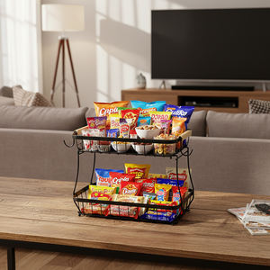 <span class=keywords><strong>Frutero</strong></span> Negro de <span class=keywords><strong>Dos</strong></span> Niveles para Encimera de Cocina, Almacena Verduras y Alimentos Secos - Product Image 4