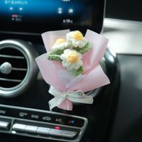 Buket bunga matahari rajut buatan tangan, dekorasi Interior penyegar udara mobil klip ventilasi hadiah mobil baru
