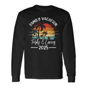 Vacances en famille 2025 Turks & Caicos T-shirt à manches longues unisexe en coton col rond - Product Image 1