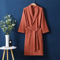 Peignoir de bain en coton pur brodé pour couple, style gaufre, collection printemps-automne, idéal pour hôtel et maison d'hôtes, vente en gros usine