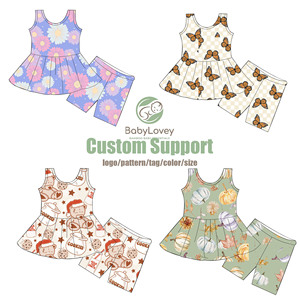 Babylovey Set Abito Estivo per Bambini con Stampa Floreale <span class=keywords><strong>Margherita</strong></span>, Casual, per Escursionismo, Ciclismo, Pattinaggio Artistico, con Pantaloncini - Product Image 3