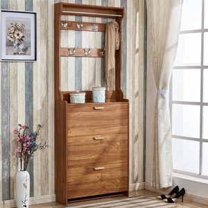<span class=keywords><strong>Meuble</strong></span> <span class=keywords><strong>à</strong></span> <span class=keywords><strong>chaussures</strong></span> ultra-fin avec porte-vêtements, design en bois simple et moderne, un rangement pour l'entrée - Product Image 1
