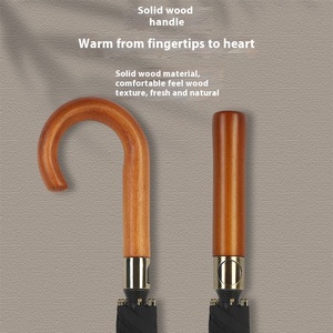 Nouveau <span class=keywords><strong>parapluie</strong></span> droit rétro en bois courbé avec poignée, imprimé golf, publicitaire, résistant aux intempéries, impression de logo - Product Image 1