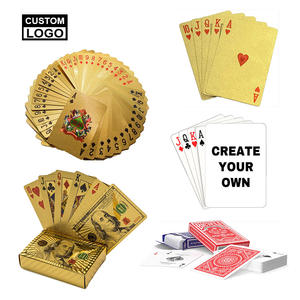 Cartes à jouer de poker en plastique PVC 100% personnalisées en usine, jeu de cartes à jouer de poker standard de casino imperméable, dorées - Product Image 1