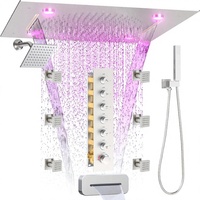Système de Douche Double Honajo avec Jets Corporels, Ensemble de Robinetterie LED 2 Fonctions Pluie/Cascade 20 Pouces, Douchette à Main 6 Pouces Brossée