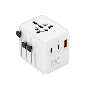 UK US EU 20W GaN III Fast Charging <b>Travel</b> Adapter Dual USB-C & USB-A Ports with 2 AC Outlets & Dual 10A s Wall <b>Charger</b> - Product Image 1