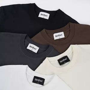 FLOWORA T-shirt en coton lourd 100% de haute qualité, broderie 3D personnalisée, 300 GSM, col rond, pour hommes - Product Image 1