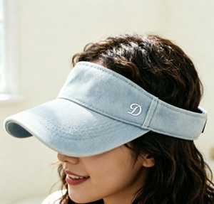 Custom New Arrival Custom Logo Unisex Denim Visor Cap Breathable Summer Sun <b>Hat</b> for Golf Tennis Beach Travel - Product Image 6