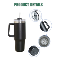 Tasse de voyage isolée en acier inoxydable à double paroi de 40oz avec poignée Tasse à café personnalisée en gros Tasse à paille