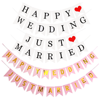 Bannière de mariage « Just Married » imprimée en sérigraphie sur papier, idéale pour la décoration de mariage, les guirlandes, les accessoires de photomaton et les enseignes de fête - Vente en gros