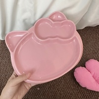 Vaisselle divisée en céramique chat de dessin animé mignon Kitty assiette à salade de fruits pour le petit déjeuner pour la fête d'anniversaire des enfants