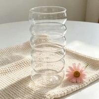Gobelet en verre borosilicate réutilisable de 500 ml, résistant aux hautes températures, design minimaliste moderne, verre de couleur unie irrégulière, paille en verre