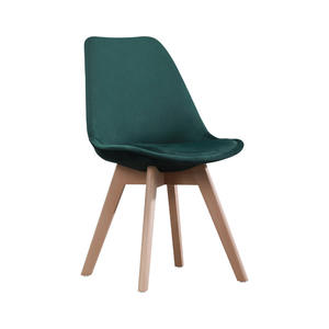 Silla de tela de <span class=keywords><strong>tulip</strong></span>án con pata de madera Simple moderna, silla de comedor tapizada para cocina gris - Product Image 6