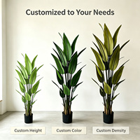 Strelitze artificielle multi-tiges de 160 cm, fausse plante en pot pour la décoration des halls d'hôtel, des bureaux et des atriums