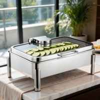 9L Kapazität Chafing Dish Set aus 304 Edelstahl, alkoholbetrieben, 85-100°C Speisenwärmer für Buffet, Catering, professionelle Gastronomie