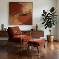 Fauteuil d'appoint moderne du milieu du siècle en mousse haute densité avec repose-pieds, structure en bois massif et revêtement en velours – Vente en gros