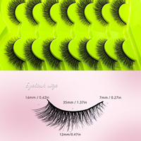 Vente en gros de 7 paires de faux cils en vison 3D, cils entiers et moelleux, longueur mixte, logo personnalisé, fournisseur, faux cils de 0,07 mm