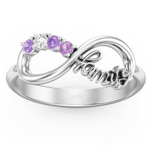 Bague Infinity F1499 en Argent 925 avec Améthyste Ronde Taille Brillant Sertie à Griffes, Bague de Fiançailles pour Femme, Bijoux Fins - Product Image 2