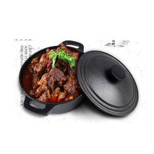 Couvercle de marmite en fonte noire antiadhésive Double poignée huile végétale pré-aromatisée marmite en fer appropriée marmite casserole soupe - Product Image 2