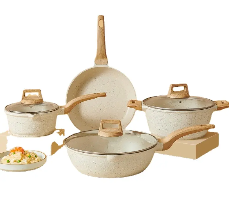 Dropshipping europe Ustensiles de cuisine Poêle à frire antiadhésive Soupe Lait Seau Pots Set Pierre médicale Cuisine Matériau écologique Origine