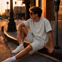 Ensemble chemise et short pour homme YOUMEI, style hip-hop, en viscose/coton, anti-plis, respirant, à manches courtes, imprimé lavé couleur avoine
