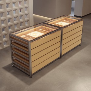 Nordic nhôm hồ sơ gỗ bạch dương thân thiện với môi có thể điều chỉnh nhiều lớp ngăn kéo tủ trưng bày đơn giản Thiết kế hiện đại - Product Image 5