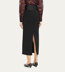<span class=keywords><strong>Gonna</strong></span> a tubino midi da donna a vita alta <span class=keywords><strong>con</strong></span> cintura in raso plissettata, <span class=keywords><strong>spacco</strong></span> posteriore, formale, antipiega, per ufficio e serate, <span class=keywords><strong>nera</strong></span> - Product Image 3