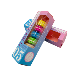 Recyclable elegant cookie packaging box food cardboard rigid box with window for macaron