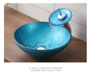 Blue Color <strong>Round</strong> Hotel Washroom Countertop Vanity Bathroom Wash <strong>Basin</strong> - Product Image 4