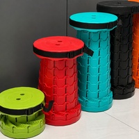 Tabouret d'appoint de cuisine pliable en plastique, portable, rond, télescopique, pour atteindre les étagères hautes, pratique pour la maison, usage quotidien intérieur