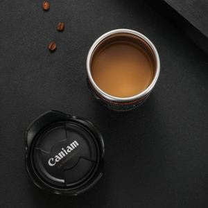 Shape Stainless Steel Popular Fashion Cup Black 24-105Mm Coffee <b>Camera</b> Lens Mug Custom Logo - Product Image 4