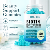 OEM Marque Privée Gummies Biotine Collagène Kératine 60 Pièces Cheveux Peau Ongles Beauté Vitamines Adultes