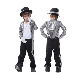 Black Costume Fedora With Michael Jackson Glitter Glove Set