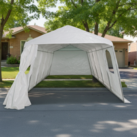 Abri de voiture en acier portable et durable, petit, pour une seule voiture, avec toit en arche et côtés, imperméable, revêtement anti-UV, garage